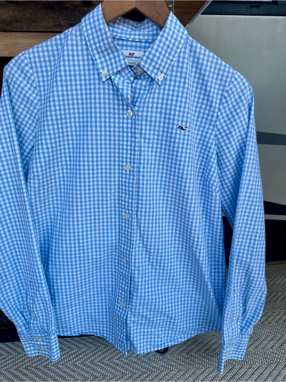 Vineyard Vines Light Blue Gingham Button-Down Shirt